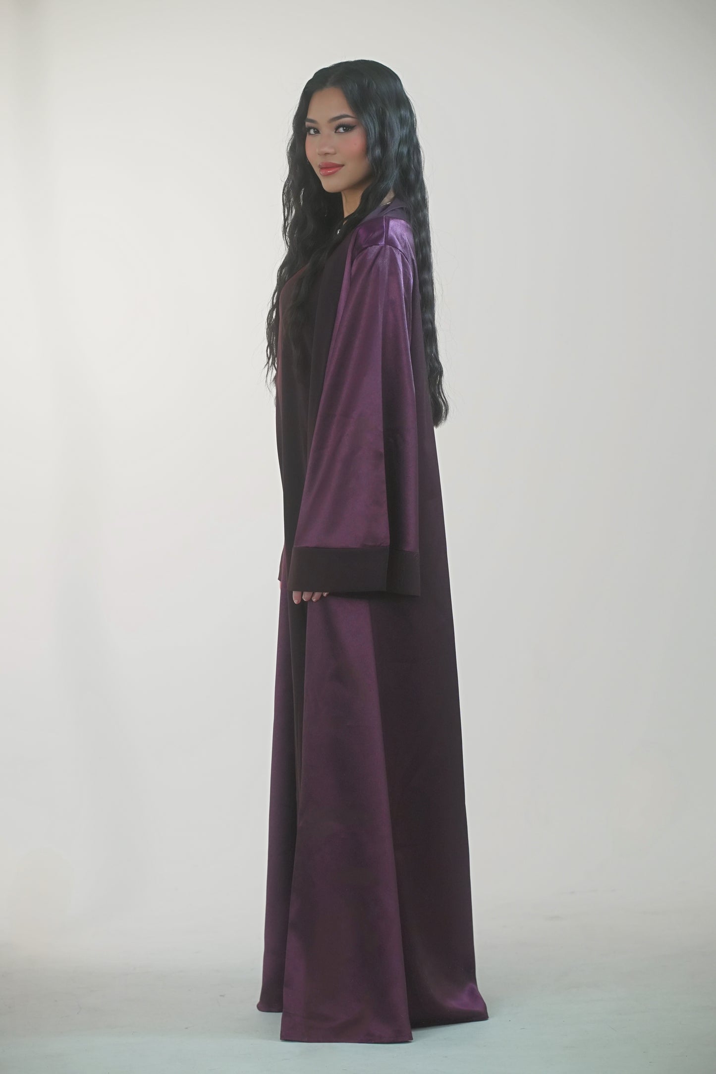 3-Piece Abaya Set in Midnight Purple