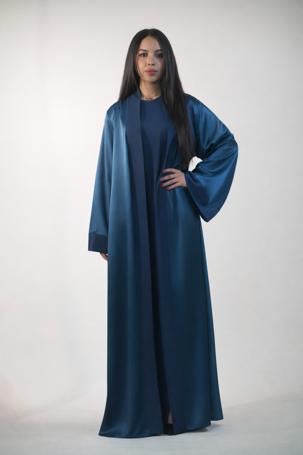 3-Piece Abaya Set in Midnight Blue